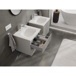 MEXEN/S - Rivel koupelnová skříňka 50 cm s umyvadlem Vela, 2 zásuvky, reliéf , šedá mat/bílá mat 91A20-05047-2-BFF62-W23M01
