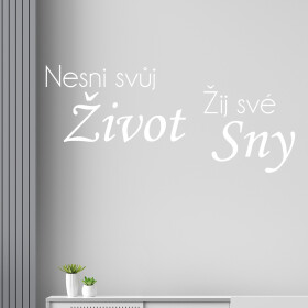 Samolepka Nesni svůj život žij své sny Barva: bílá, Velikost: 100 x 44 cm