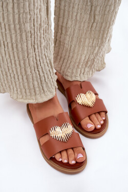 Dámské sandály na plochém podpatku se zlatou ozdobou Karinma 38