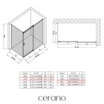 CERANO - Sprchový kout Santoro - pravá - 6 mm - chrom, mléčné sklo - 110x90 - posuvný CER-665821