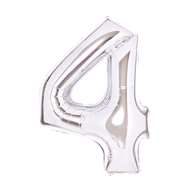 Balónek fóliový narozeniny číslo 4 stříbrný 66 cm Amscan Balónek fóliový narozeniny číslo 4 stříbrný 66 cm Amscan