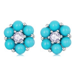 Stříbrné náušnice s tyrkysovým magnezitem Claudie, stříbro 925/1000, Tyrkysová