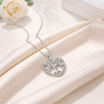 Stříbrný náhrdelník se zirkony Strom života - stříbro 925/1000, srdce, Stříbrná 45 cm