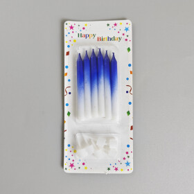 Dortové svíčky HARMONY modro-bílá 6ks