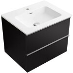 CERANO - Koupelnová skříňka Velora - černá matná, úchytka chrom + keramické umyvadlo Novo - bílá lesklá - 61x54,5x46,5 CER-979894