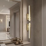 Koupelnové nástěnné LED svítidlo SWE031-1W 40cm Brush Gold OSW-20130