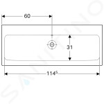 GEBERIT - iCon Dvojumyvadlo, 1200x485 mm, s přepadem, bez otvoru pro baterie, KeraTect, bílé 124025600