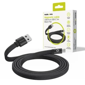 Mobile Origin Magnetic Flat Patented Original Cable USB-A to USB-C 1m černá (MCF-USBA-1M-BLK)