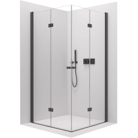 CERANO Sprchový kout Volpe Duo L/P - 6 mm - černá matná, transparentní sklo - 100x90x190 cm - zalamovací