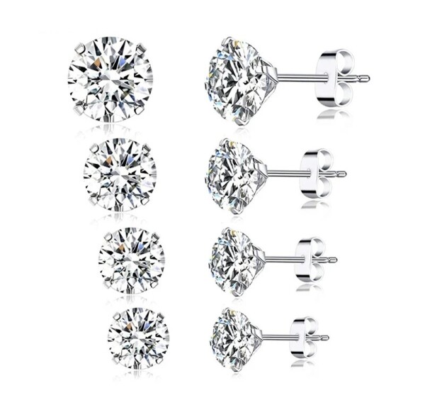 Elenys stříbrné peckové náušnice se zirkonem Clarity Průměr zirkonu: 6 mm
