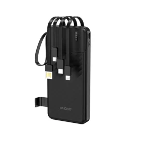 Dudao K11 10000mAh černá / Powerbanka / 64W / s vestavěnými kabely USB-A / USB-C / Lightning / Micro USB (195932)