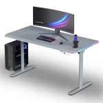 ULTRADESK Quest šedá, šedá deska / Herní stůl / 140 x 70 cm / 72-120 cm / elektrická výška / LED RGB (UD-QST-FRGY/DTGY)