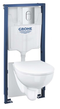 GROHE - Solido Set předstěnové instalace, klozetu Euro Ceramic a sedátka softclose, tlačítko Arena Cosmopolitan, chrom 39902000