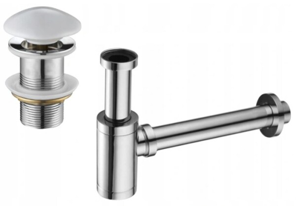 MEXEN/S - Umyvadlový sifon s výpustí click-clack s keramickou zátkou bez přepadu, chrom/bílá 7991050-02