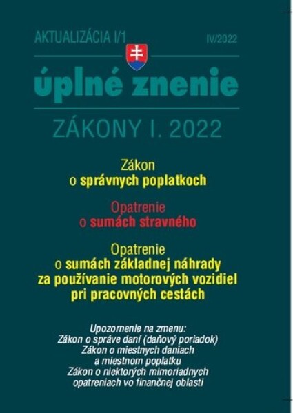 Aktualizácia I/1 2022 daňové účtovné zákony