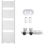 CERANO Koupelnový radiátorový set Lincoln - ústřední vytápění - středové připojení 50 mm - 484W - bílá lesklá - 1600x500 mm
