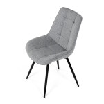 Židle jídelní, šedá látka, černý kov, otočný mechanismus 90°/90° (L/P) - funkce reset