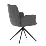Židle jídelní, šedá látka, 360° vratný mechanismus, černý kov
