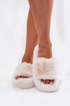 Dámské pantofle s kožíškem Biella – světle béžové Velikost: 38
