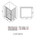 CERANO - Sprchový kout Santini L/P - 6 mm - černá matná, transparentní sklo - 110x90x195 - pivotový CER-428983