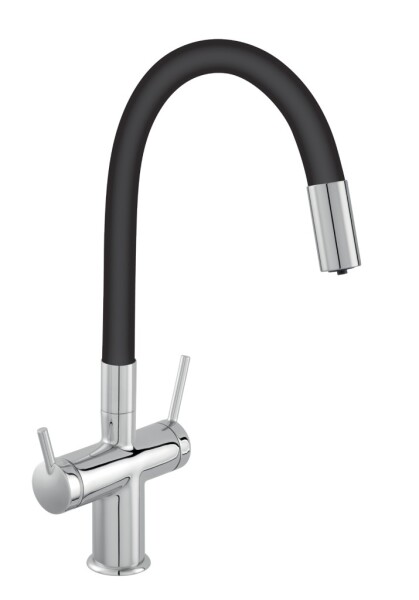 NOVASERVIS - Dřezová stojánková baterie Filtrata s elast. ram,černá-chrom BFT41B