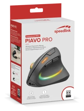 Speed Link PIAVO PRO / Vertikální myš / Bezdrátová / Dobíjecí / RGB podsvícení (SL-630026-BK)
