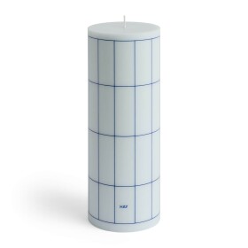 HAY Svíčka Column Candle L Light Blue with Blue Grid Check 170 h, modrá barva, vosk