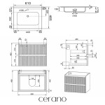 CERANO - Koupelnová skříňka Carole - bílá matná rýhovaná + keramické umyvadlo Novo - bílá lesklá - 61x49,5x46,5 CER-748125