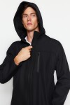 Trendyol černý venkovní softshellový kabát s kapucí regular fit