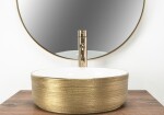 REA - Umyvadlo na desku Sami White Brush Gold REA-U6630
