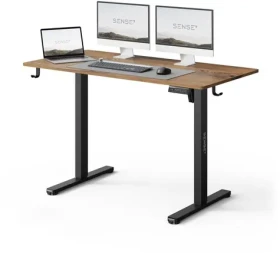 SENSE7 NOJO LIGHT Pracovní stůl černá-dub / elektricky nastavitelná výška / 120 x 60cm / nosnost 70kg (5902659847942)