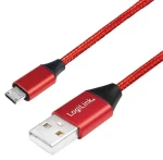 LogiLink USB-A - Micro-USB červená / Kabel / opletený / USB 2.0 / 0,3 m (CU0151)