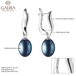 Stříbrné náušnice s černou řiční perlou Anna, stříbro 925/1000, Černá