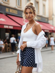 Dámské letní bavlněné kraťasy s puntíky, tmavě modré, FashionStreet SY0543 XXL