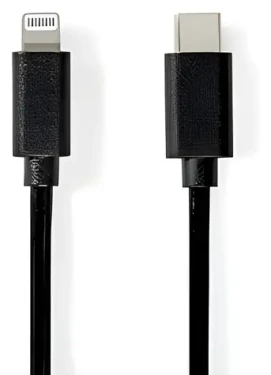 Nedis Lightning kabel 1 m černá / Datový kabel / USB-C (M) - Lightning 8-pin (M) / USB 2.0 / 480 Mbps (CCGL39650BK10)