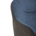 Židle jídelní, modrá látka a tmavě šedá látka v dekoru vintage kůže, černý kov, otočná P90°+ L90° s vratným mechanismem