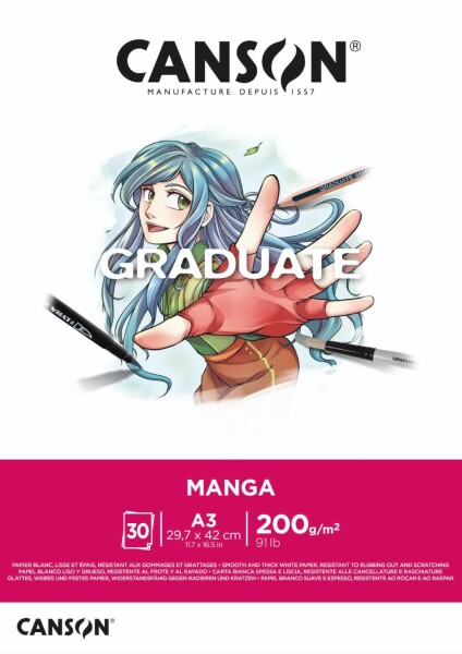 Skicák Canson Graduate Manga A3 200 g/m2, 30 listů