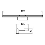 SAPHO - CHICAGO XL LED svítidlo, 600x120, 12W, 230V, IP44, plast, černá mat AU470