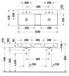 DURAVIT - DuraSquare Dvojumyvadlo 120x47 cm, bez přepadu, bez otvoru pro baterii, DuraCeram, WonderGliss, bílá 23531200701