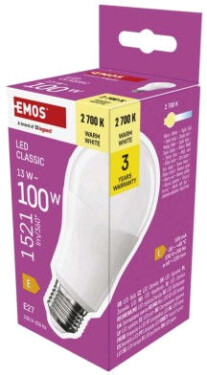 Emos Led žárovka Classic A60 / E27 / 13 W (100 W) / 1521 lm / teplá bílá