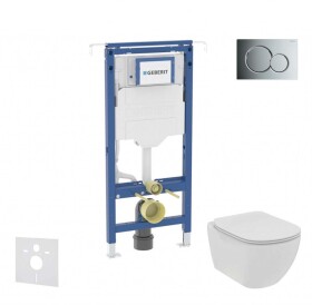 GEBERIT - Duofix Set předstěnové instalace, klozetu a sedátka Ideal Standard Tesi, tlačítka Sigma01, Rimless, SoftClose, lesklý chrom SANI11CD1102