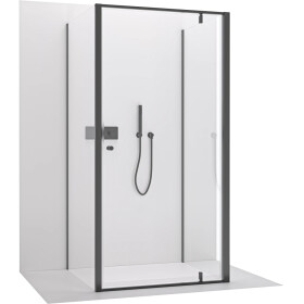 CERANO - Třístěnný sprchový kout Ferri U L/P - 6 mm - černá matná, transparentní sklo - 100x80x195 - pivotový CER-8050BD7851