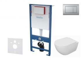 Kielle - Genesis Set předstěnové instalace, klozetu Oudee, sedátka softclose a tlačítka Gemini III, matný chrom 30505SS63