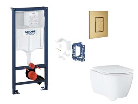 GROHE - Rapid SL Set předstěnové instalace, klozetu, sedátka SoftClose, tlačítka Skate Cosmopolitan a sady pro vhazování tablet, kartáčovaný Cool Sunrise SANI11BB4162