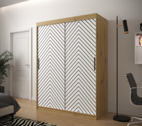 Šatní skříň Abi Jodelka 1 Barva korpusu: Dub artisan, Rozměry: 150 cm, Dveře: Bílá mat