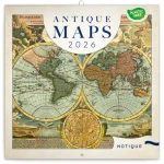 NOTIQUE Poznámkový kalendář Staré mapy 2026 / 30 x 30 cm (PGP-35662)
