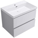 CERANO - Koupelnová skříňka Carole - keramické umyvadlo Viano - bílá matná rýhovaná - 60,9x62,5x46,5 CER-941487