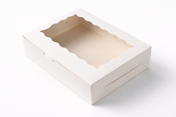 Cake star krabička bílá s okénkem 24x20x6cm