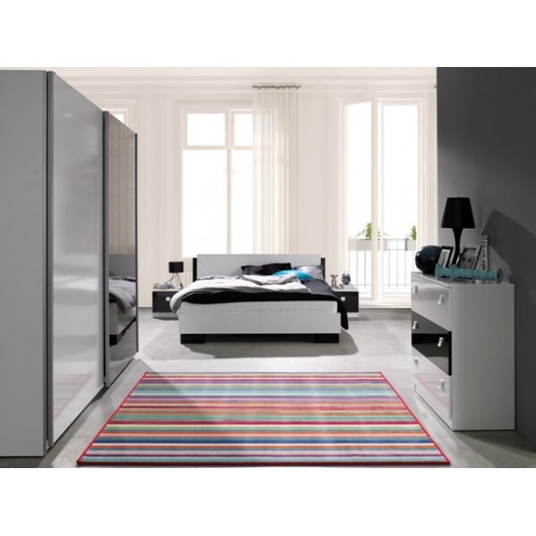 FRONTI Ložnice LUX bílá / černý lesk