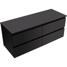 CERANO Koupelnová skříňka Carole + deska pod umyvadlo Navira Slim - 18 mm - černá matná - 120x49,8x46 cm
